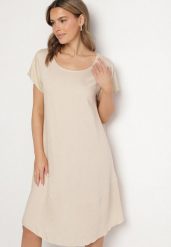 Beżowa Rozkloszowana Wiskozowa Sukienka Trivoria. Brązowe sukienki damskie Born2be, na co dzień, l, bez wzorów, z materiału, eleganckie, bez kołnierzyka, bez ramiączek, midi, rozkloszowane. Za 54.99 zł.
