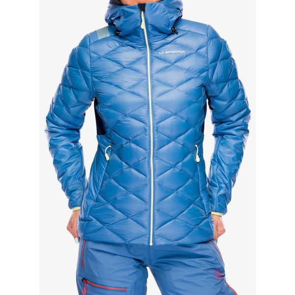 Kurtka puchowa damska La Sportiva Aiguille Down Jacket. Niebieskie kurtki sportowe damskie La Sportiva, m, bez wzorów, z puchu, bez ramiączek, bez kaptura, trekkingowe. Za 1,196.99 zł.