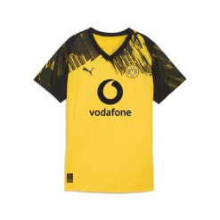 Damska koszulka domowa Borussia Dortmund 25/26 PUMA. Czarne bluzki damskie Puma, bez wzorów, sportowe, bez kołnierzyka, bez ramiączek. Za 439.00 zł.