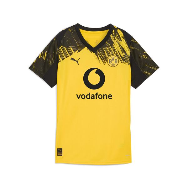 Damska koszulka domowa Borussia Dortmund 25/26 PUMA. Czarne bluzki damskie Puma, bez wzorów, sportowe, bez kołnierzyka, bez ramiączek. Za 439.00 zł.