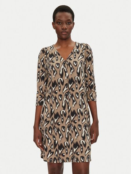 Fransa Sukienka codzienna 20612138 Beżowy Regular Fit. Brązowe sukienki damskie Fransa, na co dzień, xs, bez wzorów, z syntetyku, bez kołnierzyka, bez ramiączek, proste. Za 89.99 zł.