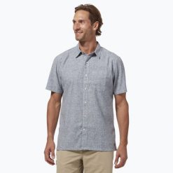 Koszula męska Royal Robbins Hempline. Niebieskie koszule męskie ROYAL ROBBINS, m, bez wzorów, casualowe, bez kołnierzyka, bez ramiączek. Za 239.99 zł.