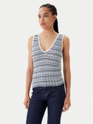 Morgan Top 251-MINKO Niebieski Regular Fit. Niebieskie topy damskie Morgan, s, bez wzorów, z bawełny, bez kołnierzyka, bez ramiączek. Za 159.99 zł.