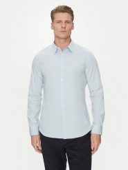 Calvin Klein Koszula LV04LB145G Błękitny Slim Fit. Niebieskie koszule męskie Calvin Klein, m, bez wzorów, z bawełny, biznesowe, bez kołnierzyka, bez ramiączek. Za 219.99 zł.