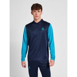 Półzapinana bluza dresowa Hummel On-Grid. Niebieskie bluzy męskie Hummel, bez wzorów, z dresówki, sportowe, bez ramiączek, bez kaptura. Za 191.00 zł.