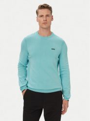 BOSS Sweter KN_Ever-X CN 50556145 Turkusowy Regular Fit. Niebieskie swetry męskie Boss, m, bez wzorów, z bawełny, bez kołnierzyka, bez ramiączek. Za 512.99 zł.