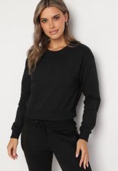 Czarna Bluza z Dodatkiem Bawełny Wykończona Ściągaczami Evilaya. Czarne bluzy damskie Born2be, l, bez wzorów, z bawełny, casualowe, bez ramiączek, bez kaptura. Za 34.99 zł.