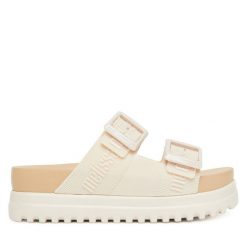 Klapki Melissa. Brązowe klapki damskie Melissa, bez wzorów, bez obcasa, bez zapięcia. Za 279.99 zł.