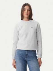 Tommy Jeans Bluza Flag DW0DW19959 Szary jasny Regular Fit. Szare bluzy damskie Tommy Jeans, s, bez wzorów, z bawełny, bez ramiączek, bez kaptura. Za 289.99 zł.