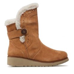 Botki Skechers. Brązowe botki damskie Skechers, bez wzorów, bez obcasa, na płaskiej podeszwie, bez zapięcia. Za 379.99 zł.