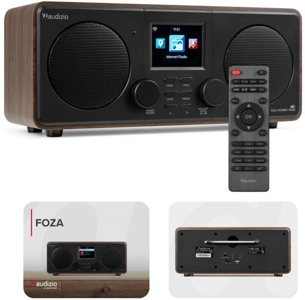Radio internetowe Foza WiFi Stereo z DAB+ brązowe Audizio one size. Brązowe radia Audizio. Za 444.00 zł.