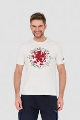 AERONAUTICA MILITARE Beżowy t-shirt M.C. Brązowe t-shirty męskie Aeronautica Militare, l, bez wzorów, bez kołnierzyka, bez ramiączek. W wyprzedaży za 229.99 zł.