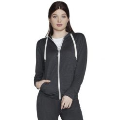 Bluza dresowa sportowa damska Godri Swift Full Zip Hoodie. Szare bluzy damskie Skechers, xs, bez wzorów, z dresówki, sportowe, bez ramiączek, bez kaptura. Za 199.99 zł.