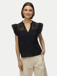 Vero Moda Bluzka Line 10347292 Czarny Regular Fit. Czarne bluzki damskie Vero Moda, s, bez wzorów, z bawełny, bez kołnierzyka, bez ramiączek. Za 119.99 zł.