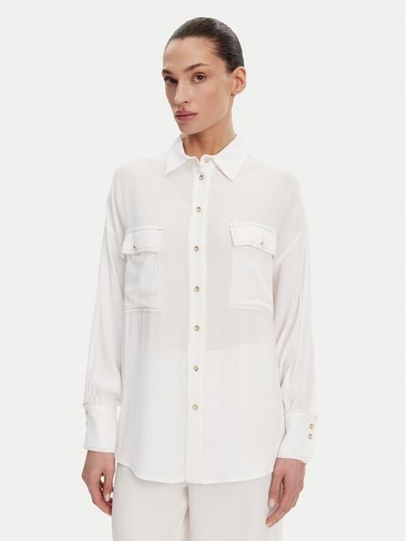 ACCESS FASHION Koszula 53-7006-394 Biały Relaxed Fit. Białe koszule damskie ACCESS FASHION, l, bez wzorów, z wiskozy, bez kołnierzyka, bez ramiączek. Za 319.99 zł.