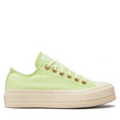 Trampki Converse. Zielone trampki i tenisówki damskie Converse, bez wzorów, bez zapięcia. Za 249.99 zł.