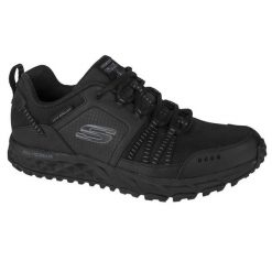 Buty trekkingowe męskie, Skechers Escape Plan. Czarne buty zimowe męskie Skechers, bez wzorów, bez obcasa, bez zapięcia. Za 379.99 zł.