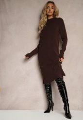 Brązowa Pudełkowa Sukienka z Wiskozą Modalem i Guzikami Jesalttia. Brązowe sukienki damskie Renee, na co dzień, l, bez wzorów, z wiskozy, eleganckie, bez kołnierzyka, bez ramiączek, midi, proste. Za 99.99 zł.