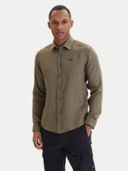 Aeronautica Militare Koszula 261CA1321UCT03089 Zielony Regular Fit. Zielone koszule męskie Aeronautica Militare, l, bez wzorów, ze lnu, bez kołnierzyka, bez ramiączek. Za 569.99 zł.