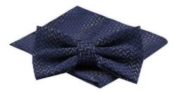 Mucha Męska z Poszetką Alties - Granat w Drobny Wzór. Niebieskie krawaty i muchy Alties, bez wzorów, eleganckie. Za 54.00 zł.