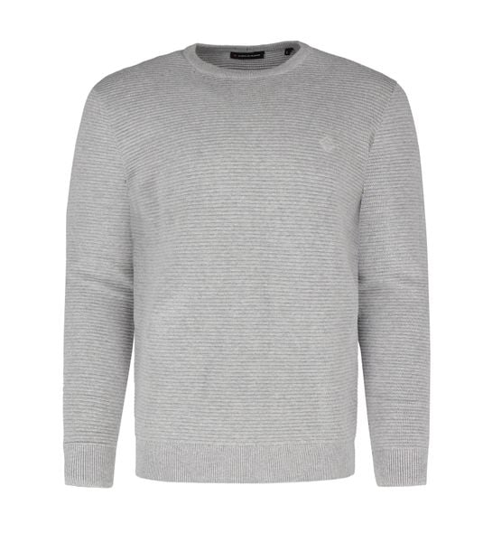 Prążkowany sweter S-MONO. Szare swetry męskie Volcano, m, bez wzorów, z bawełny, casualowe, bez kołnierzyka, bez ramiączek. Za 159.99 zł.