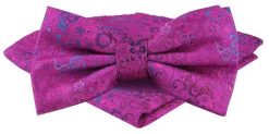 Mucha Męska w Zestawie z Poszetką - Alties - Magenta, Drobny Wzór. Czerwone krawaty i muchy Alties, bez wzorów, eleganckie. Za 65.00 zł.