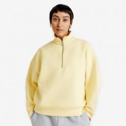 Bluza z suwakiem pod szyją damska Elementals. Żółte bluzy damskie Decathlon, xl, bez wzorów, z bawełny, bez ramiączek, bez kaptura. Za 179.99 zł.