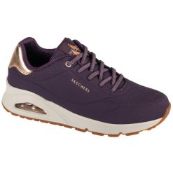 Buty sportowe Sneakersy damskie, Uno-Shimmer Away. Fioletowe obuwie sportowe damskie Skechers, bez wzorów, z materiału, bez zapięcia, trekkingowe. Za 349.99 zł.