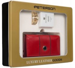 Zestaw prezentowy Peterson PTN ZD32 czerwony. Czerwone portfele damskie Peterson, ze skóry. Za 247.98 zł.