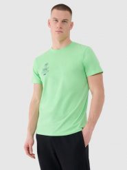 4F T-shirt regular z nadrukiem męski - zielony XL. Zielone t-shirty męskie 4F, m, bez wzorów, z bawełny, bez kołnierzyka, bez ramiączek. W wyprzedaży za 49.99 zł.
