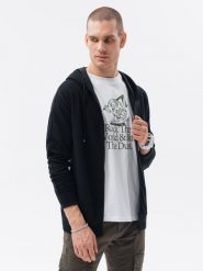 Bluza męska rozpinana z kapturem - czarna V3. Czarne bluzy męskie Ombre Clothing, l, bez wzorów, z bawełny, z kapturem. W wyprzedaży za 59.99 zł.