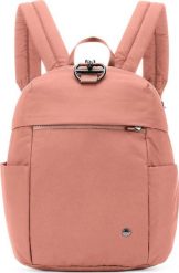 Pacsafe Plecak mini damski antykradzieżowy 8L Pacsafe Citysafe CX Econyl - różowy. Czerwone plecaki damskie Pacsafe, bez wzorów. Za 699.99 zł.