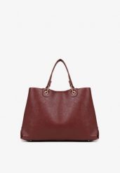 Bordowa Dwukomorowa Torebka Typu Shopper Ozdobiona Metalicznymi Aplikacjami Adorrive. Czerwone shopperki damskie Born2be, z aplikacjami, z jeansu, bez dodatków. Za 169.99 zł.