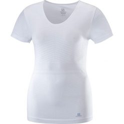 Koszulka turystyczna damska Salomon Elevate Move On Tee. Białe koszulki sportowe damskie Salomon, bez wzorów, z elastanu, bez ramiączek. W wyprzedaży za 112.00 zł.