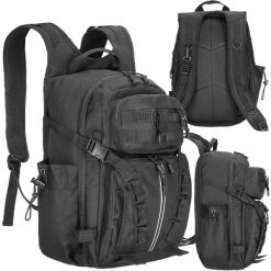 Plecak turystyczny Springos pojemny na wędrówki czarny. Czarne plecaki męskie Springos, bez wzorów, z materiału, eleganckie. Za 64.95 zł.