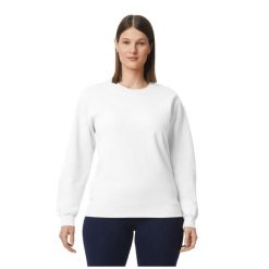Bluza Polarowa Unisex Dla Dorosłych Softstyle Midweight Crew Neck Fleece Top. Białe bluzy sportowe męskie GILDAN, m, bez wzorów, z polaru, bez kaptura. Za 79.99 zł.