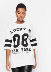 T-shirt oversize z czystej bawełny organicznej. Białe t-shirty damskie bonprix, bez wzorów, z bawełny, bez kołnierzyka, bez ramiączek. Za 62.99 zł.