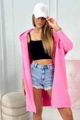 Sweter z wełną typu nietoperz jasno różowy. Czerwone kardigany damskie KESI, l, bez wzorów, z elastanu, eleganckie, bez kołnierzyka, plus size. Za 278.10 zł.