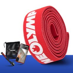 Długie taśmy fitness z tkaniny – poziom oporu 1, taśmy treningowe z torbą. Czerwone torby sportowe męskie NEOLYMP, bez wzorów, ze skóry. Za 79.99 zł.