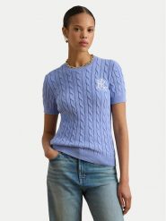 LAUREN RALPH LAUREN Sweter 200P07025003 Błękitny Relaxed Fit. Niebieskie swetry nierozpinane damskie Lauren Ralph Lauren, xxl, bez wzorów, z bawełny, bez kołnierzyka, bez ramiączek. Za 769.99 zł.