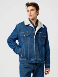 MESKA KURTKA WRANGLER SHERPA CLASSIC JACKET MID STONE 112371440. Kurtki męskie Wrangler, xl, bez wzorów, bez kaptura. Za 349.99 zł.