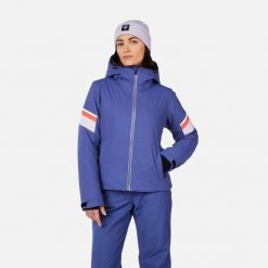 Kurtka narciarska damska Rossignol Strawpile Jkt. Niebieskie kurtki sportowe damskie Rossignol, na zimę, bez wzorów, bez ramiączek, bez kaptura, narciarskie. Za 829.99 zł.