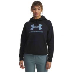 Bluza Under Armour Rival Feelce Shimmer Hoody. Czarne bluzy damskie Under Armour, bez wzorów, sportowe, bez ramiączek, bez kaptura. Za 159.99 zł.