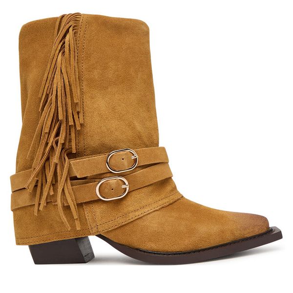 Kowbojki Steve Madden. Brązowe botki damskie Steve Madden, bez wzorów, bez obcasa, na słupku, bez zapięcia. Za 1,029.00 zł.
