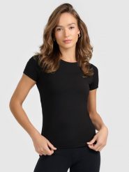 4F T-shirt slim gładki damski - czarny XL. Czarne t-shirty damskie 4F, l, bez wzorów, biznesowe, bez kołnierzyka, bez ramiączek. Za 49.99 zł.