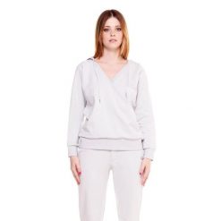 Bluza z kaptur na co dzień na siłownię. Szare bluzy damskie LEONE 1947 APPAREL, bez wzorów, sportowe, bez ramiączek, bez kaptura. Za 151.56 zł.