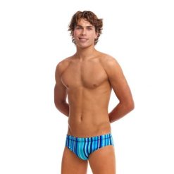 Kąpielówki slipki męskie Funky Trunks Lane Lines. Niebieskie kąpielówki męskie Funkita, m, bez wzorów. Za 124.99 zł.