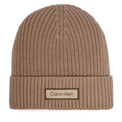 Czapka Calvin Klein. Brązowe czapki męskie Calvin Klein, na zimę, bez wzorów. Za 169.99 zł.