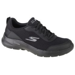Buty do chodzenia męskie, Skechers Go Walk 6 - Bold Knight. Czarne buty sportowe męskie Skechers, bez wzorów, bez zapięcia, trekkingowe. Za 339.99 zł.