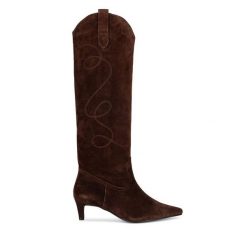 Kowbojki GINO ROSSI. Brązowe kozaki damskie Gino Rossi, bez wzorów, bez obcasa, na słupku, bez zapięcia. Za 599.99 zł.